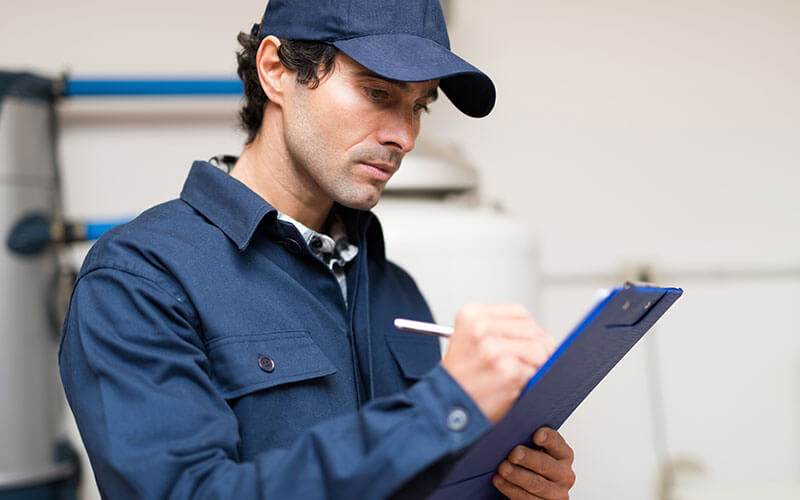 Radon mitigation advisor at work